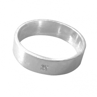 Ring 5mm zilver met steentje